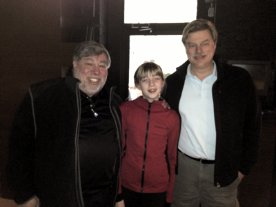 Montreal, Feb 11, 2013 - Steve Wozniak, originator of the first BASIC for Apple computers, and George Henne, the originator of the latest. Mr. Henne's daughter is in the middle.